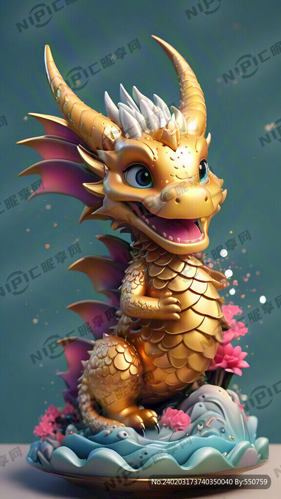 飞行中的龙 金色的龙 龙年