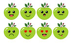 卡通绿色苹果
