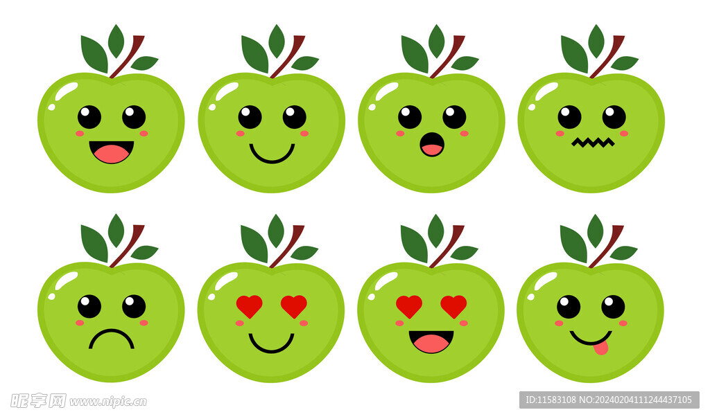 卡通绿色苹果