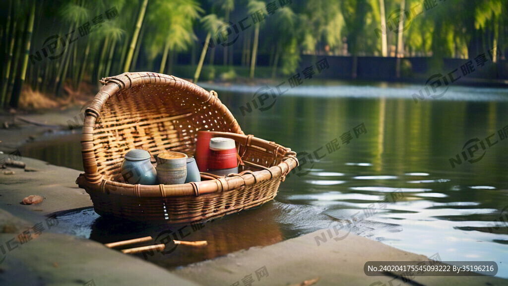 竹篮 河边 漏水