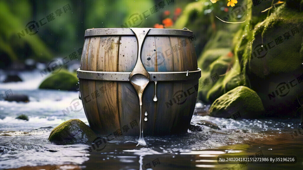 桶 溪流 滴水