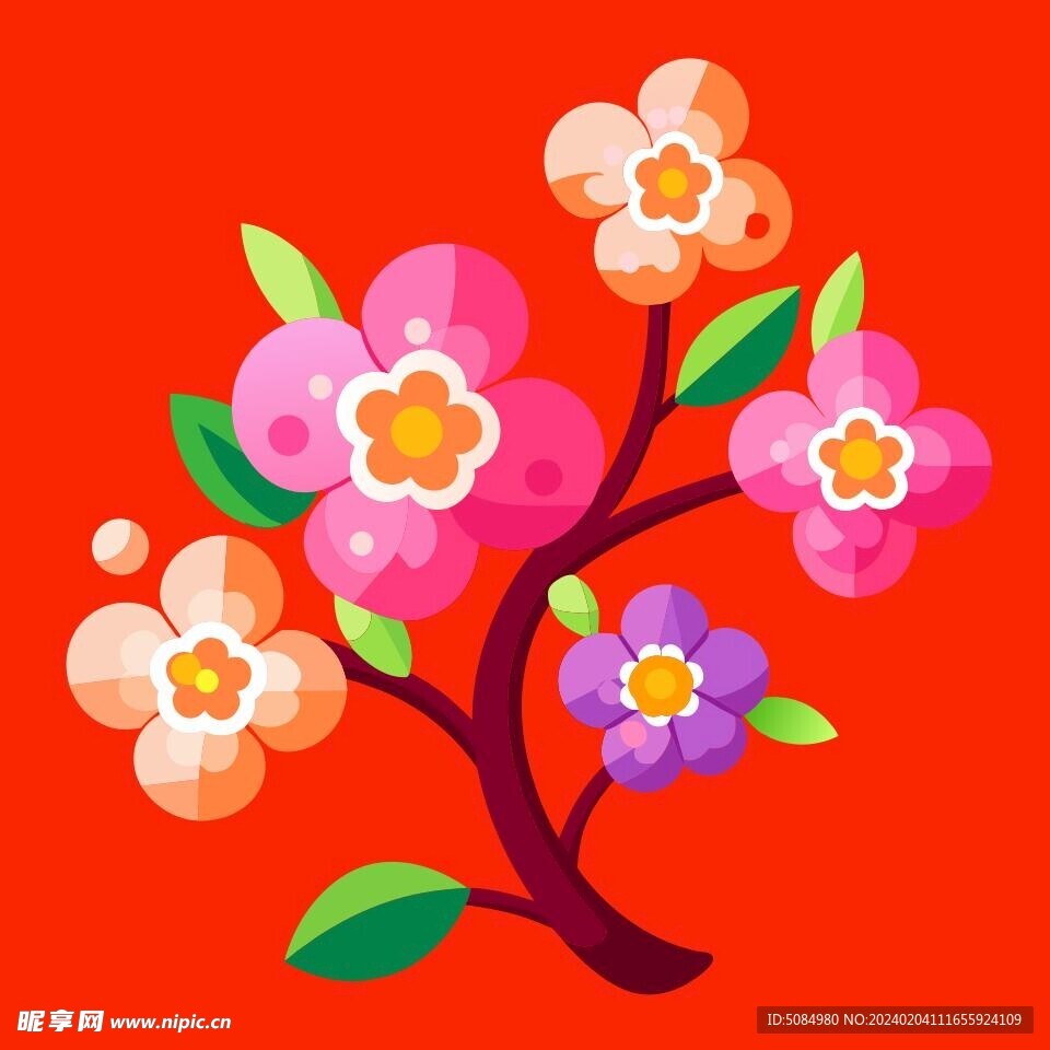 简洁的彩色节日素材梅花