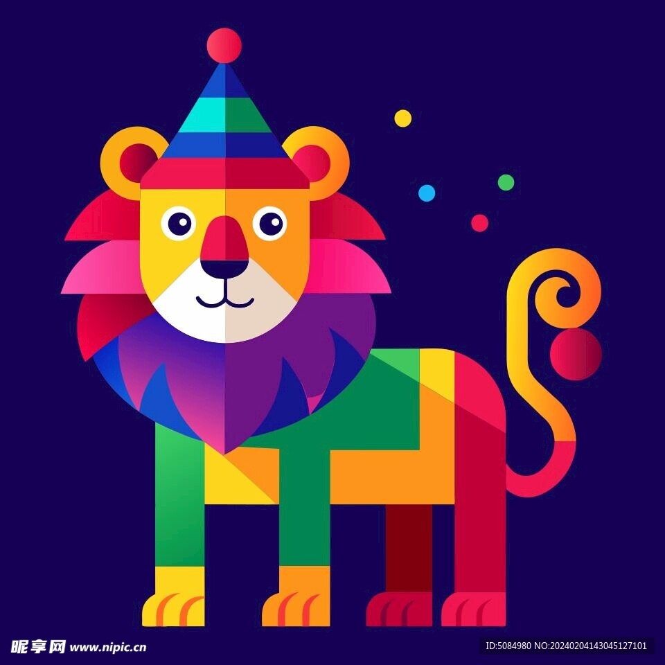 简洁的彩色节日素材狮子