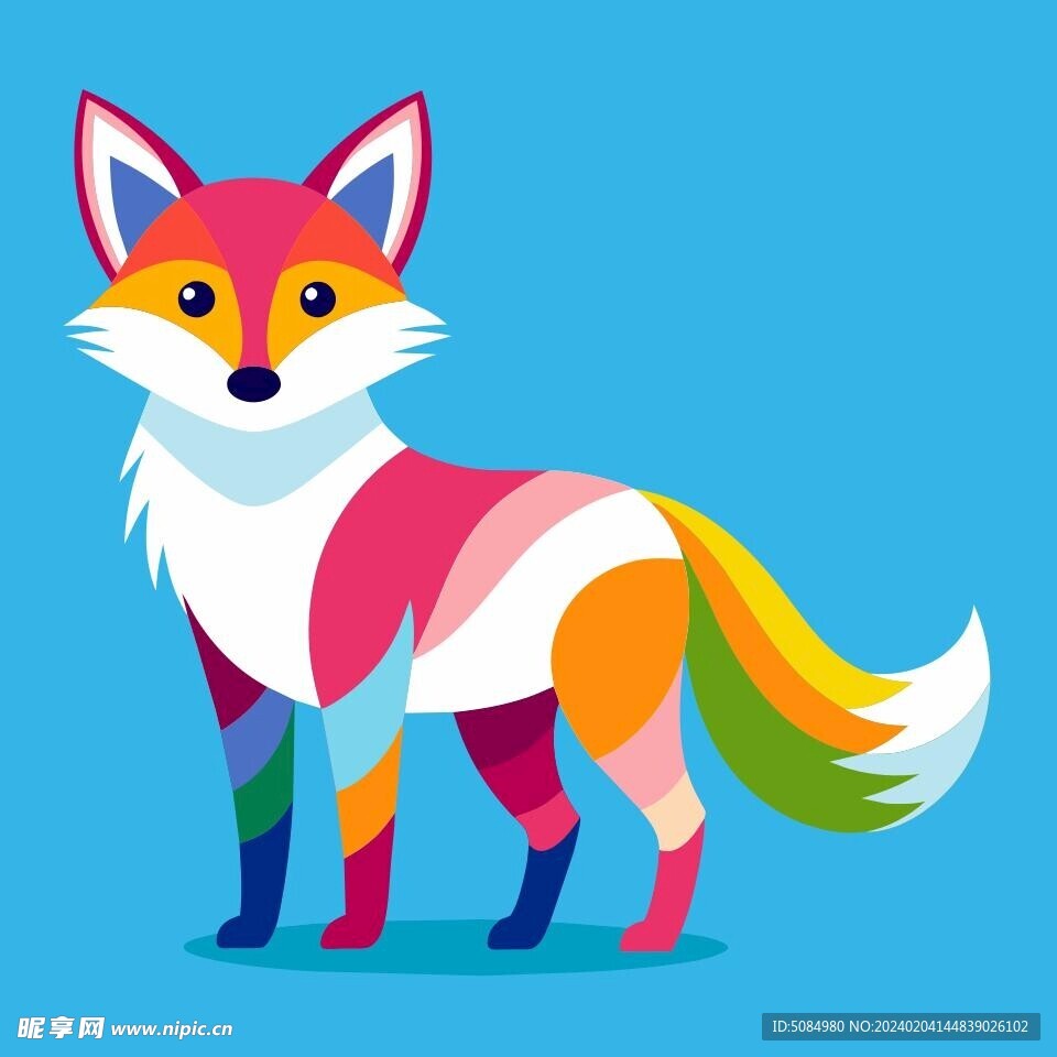 简洁的彩色节日素材北极狐
