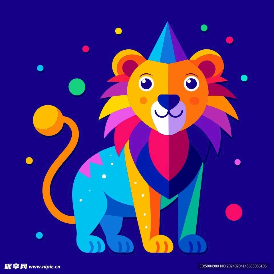 简洁的彩色节日素材狮子