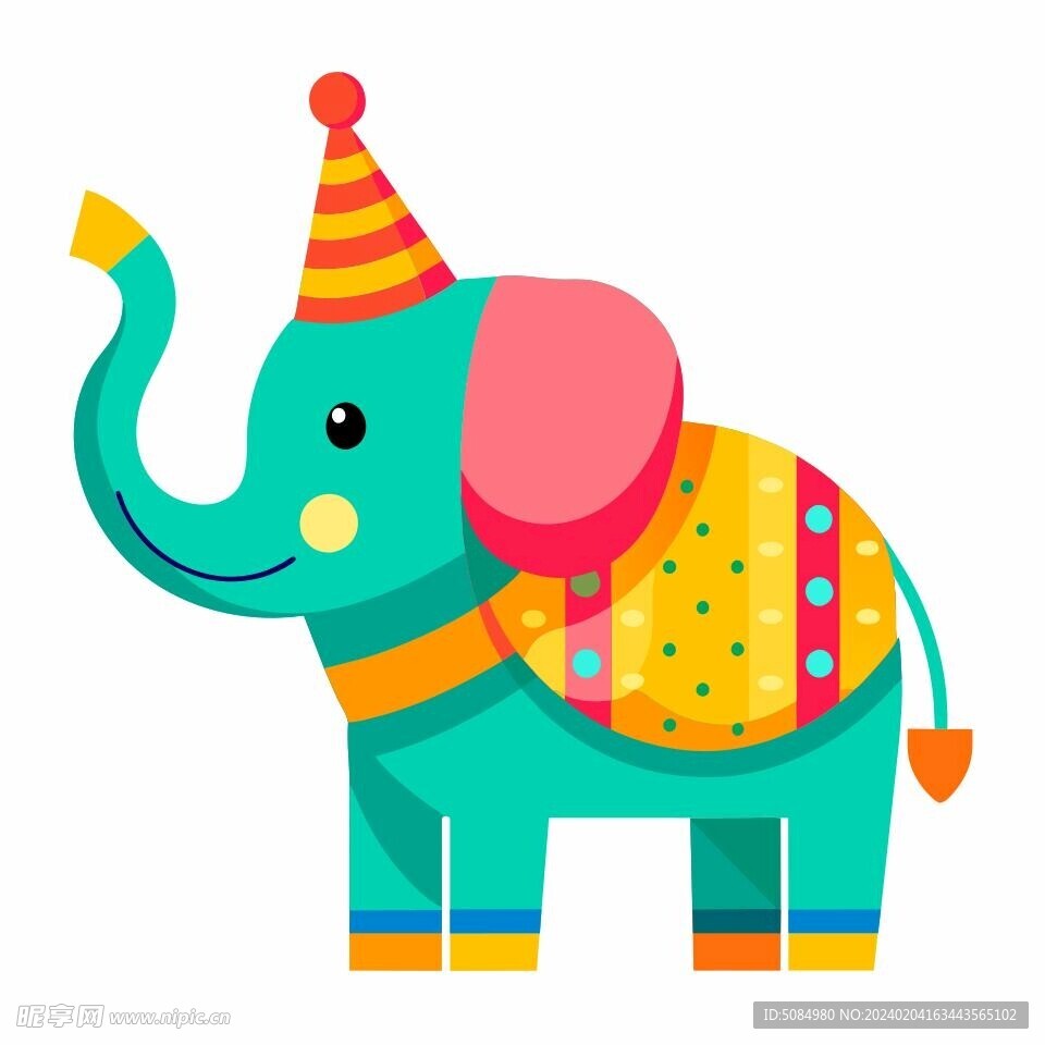 简洁的彩色节日素材大象