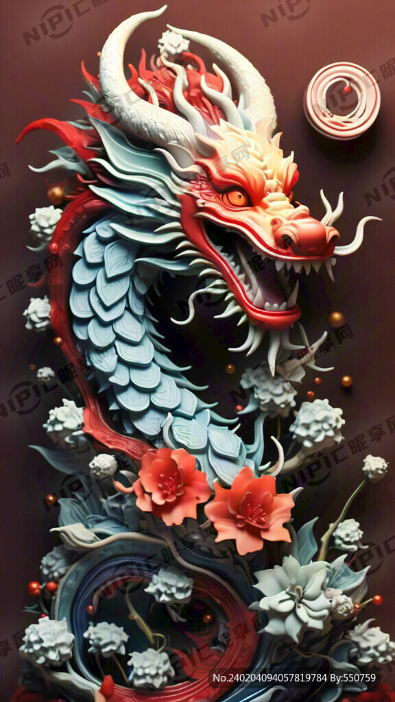 中国龙 卡通红色龙 透明喜庆龙