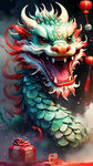 舞龙 一条可爱的中国龙 中国红 新年特效 微信红包封面 龙年吉祥