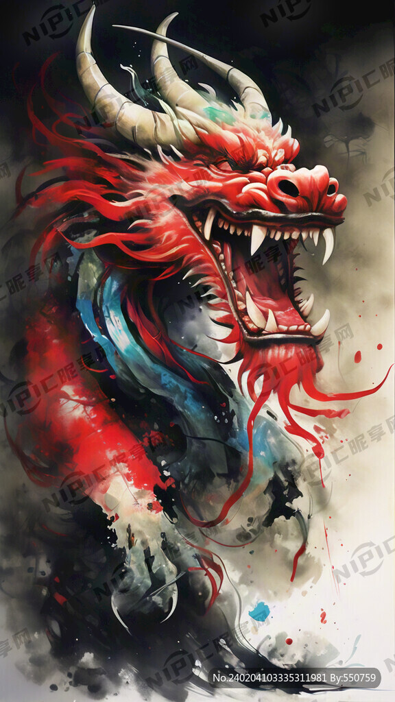 红色喜庆中国龙 站在地上