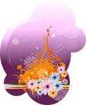 水彩花卉花藤紫色矢量素材