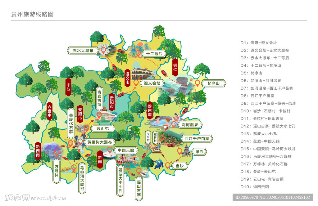 贵州旅游线路图