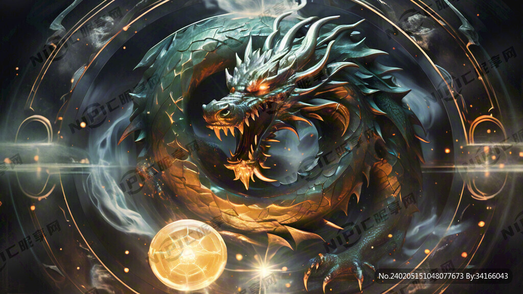 强烈冲击的带有龙元素的 八卦