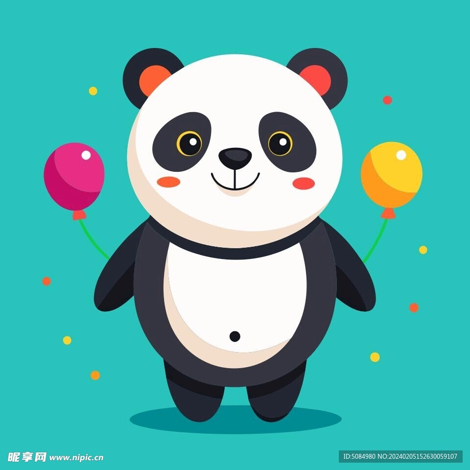 简洁的彩色节日素材大熊猫