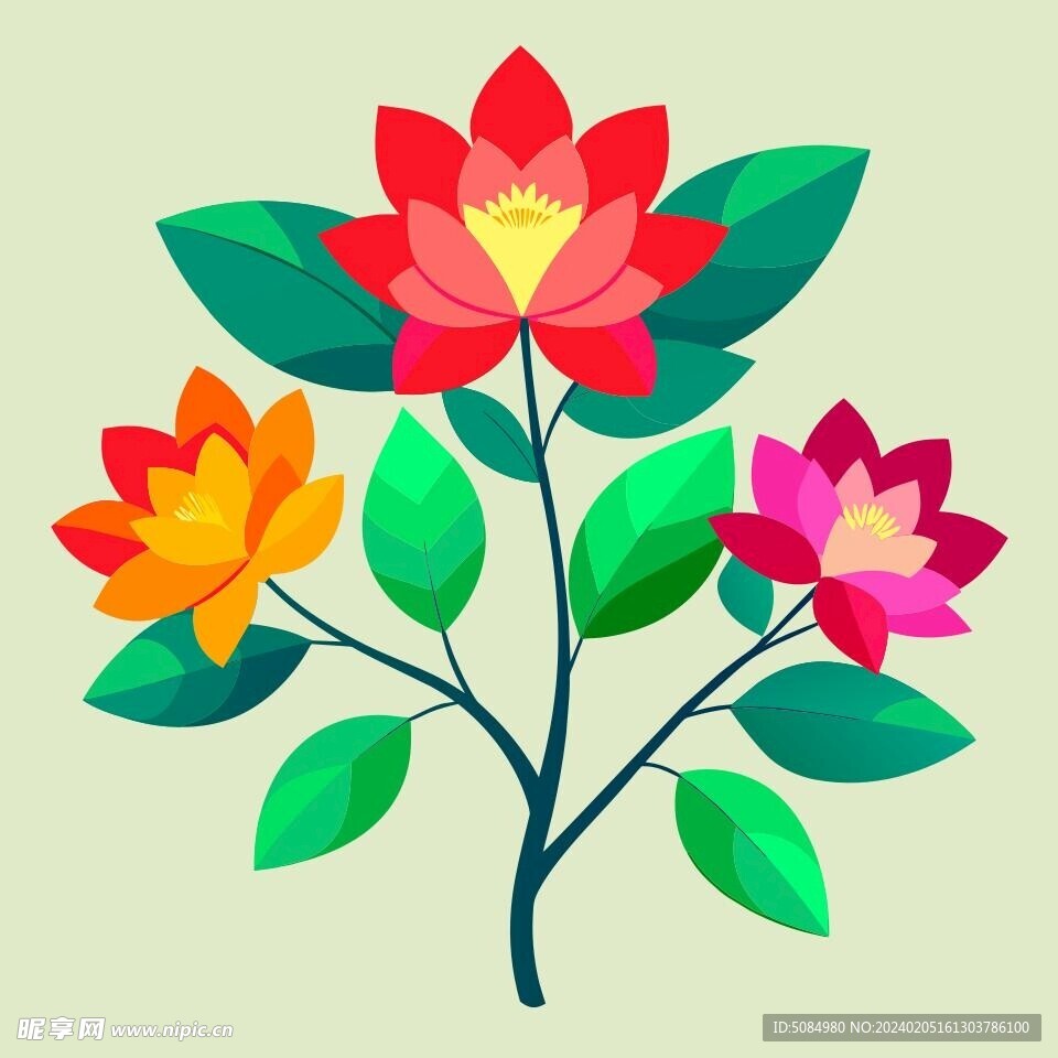 简洁的彩色节日素材杜鹃花
