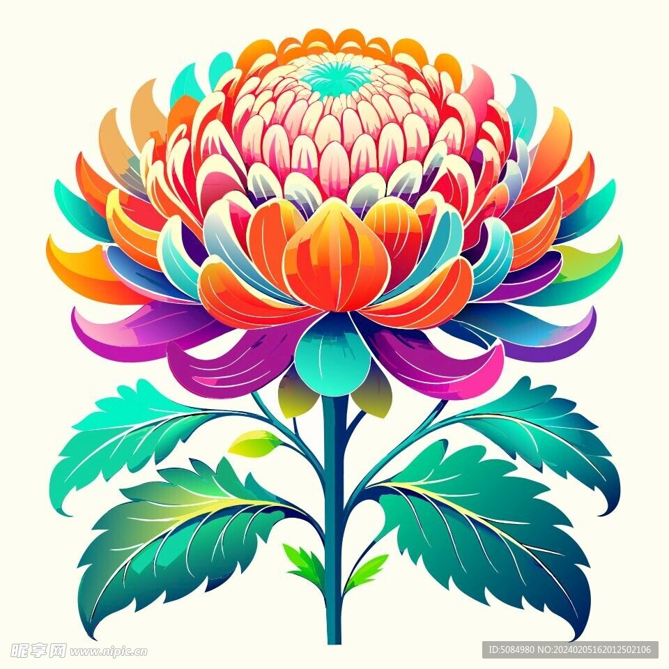 简洁的彩色节日素材菊花