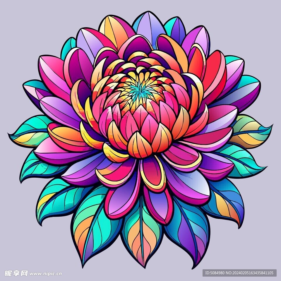 简洁的彩色节日素材菊花