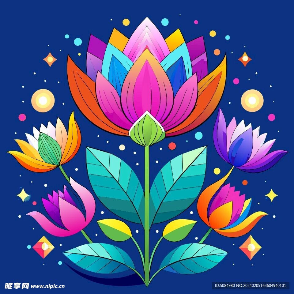 简洁的彩色节日素材荷花
