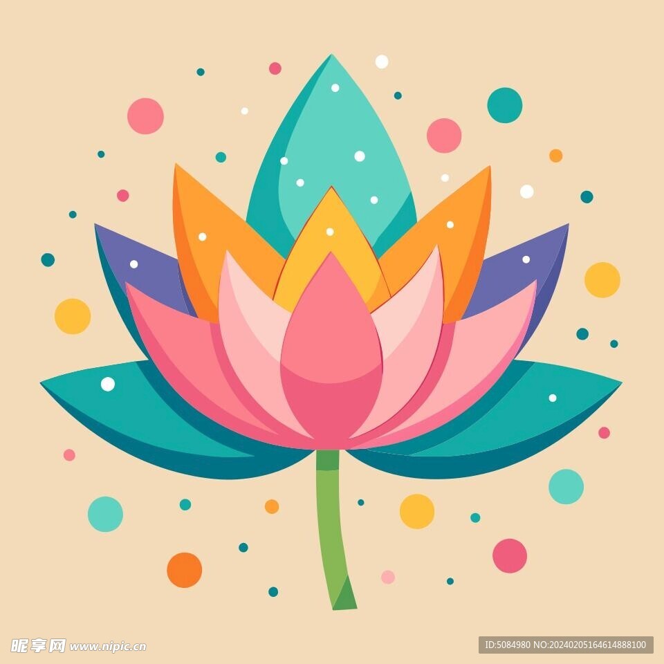 简洁的彩色节日素材荷花