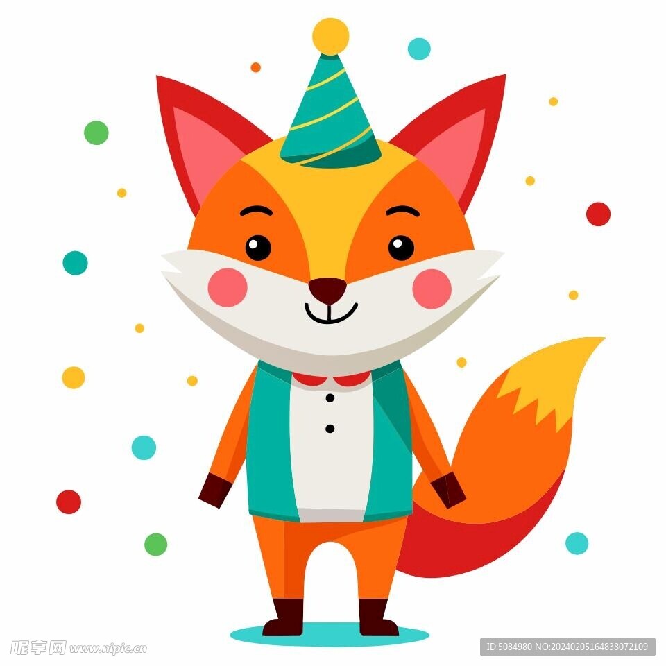 简洁的彩色节日素材狐狸