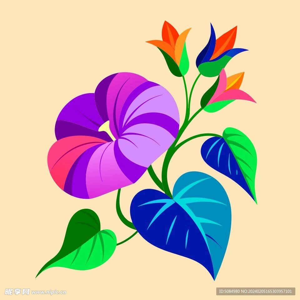 简洁的彩色节日素材牵牛花