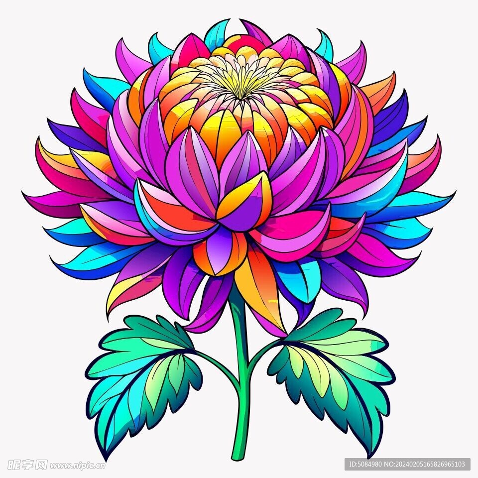 简洁的彩色节日素材菊花