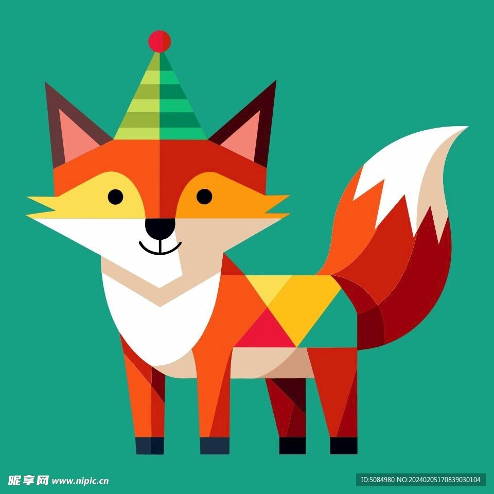 简洁的彩色节日素材狐狸