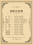 价目表