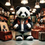 高铁站商铺熊猫系列玩具衣服箱包箱包图片里面加上熊猫集合店灯箱效果图要有创意吸引眼球