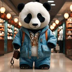 高铁站商铺国潮熊猫系列玩具衣服箱包箱包图片灯箱效果图要有创意吸引眼球