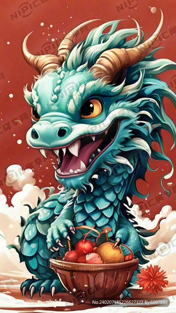 上面是一条卡通的龙在说新年快乐