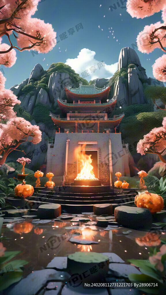 道观  香火 法会  棣棠花