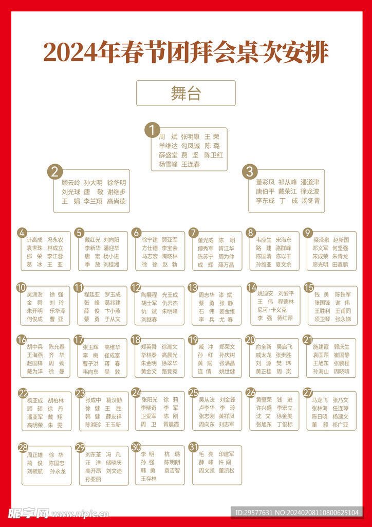 团拜会座位安排