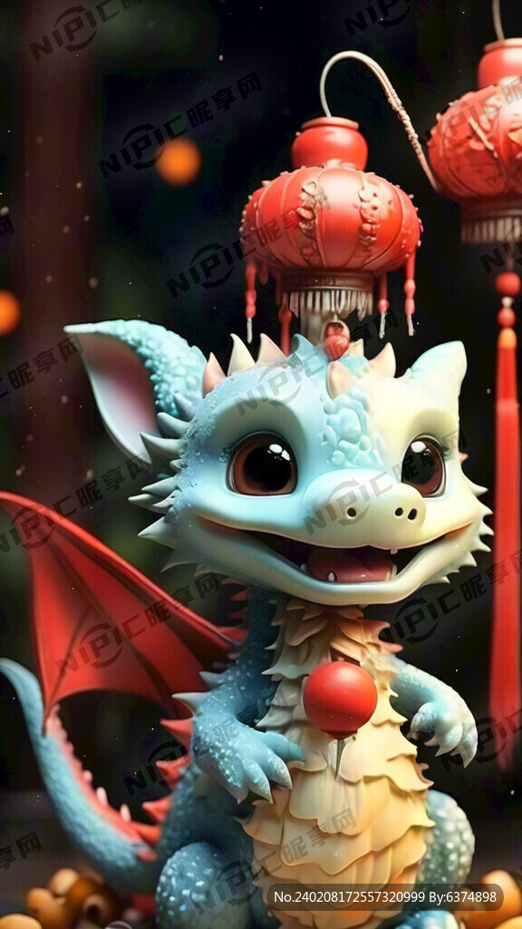龙 可爱 卡通 红灯笼