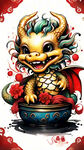 金色的龙 卡通  可爱  红色底图 灯笼