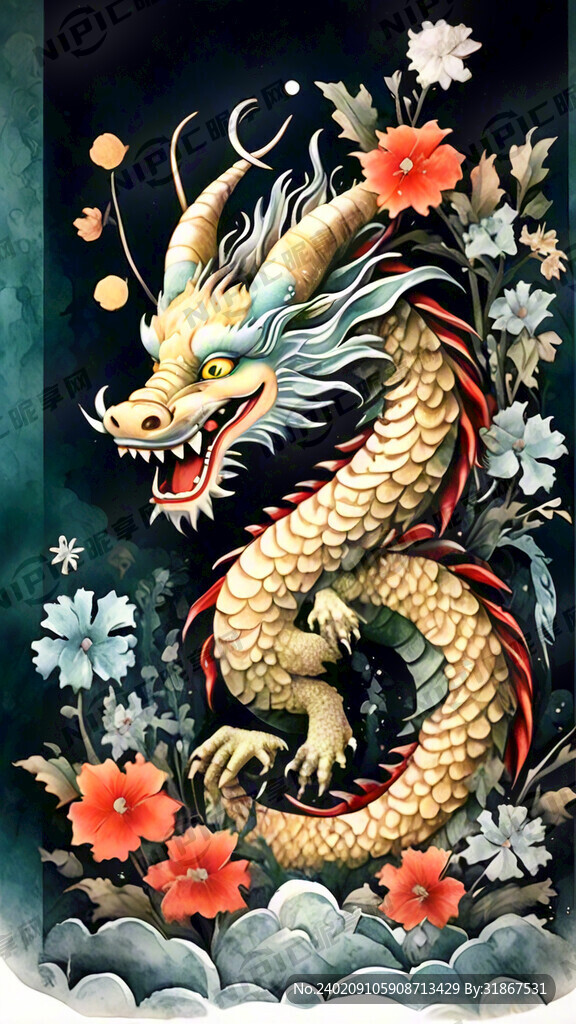 龙年 新年快乐 中国风 拜年