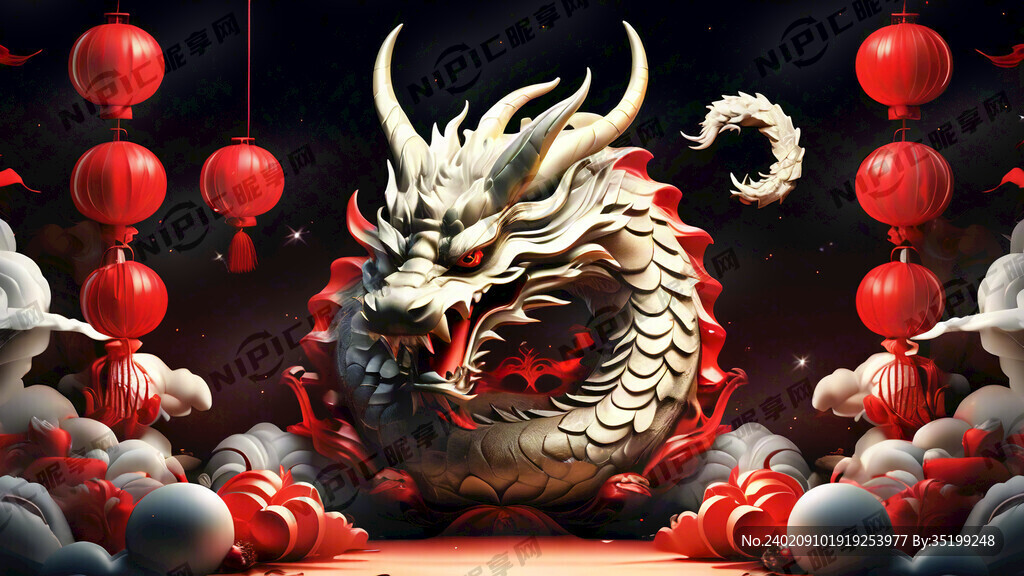 瑞龙祥云的主题 红色节日背景
