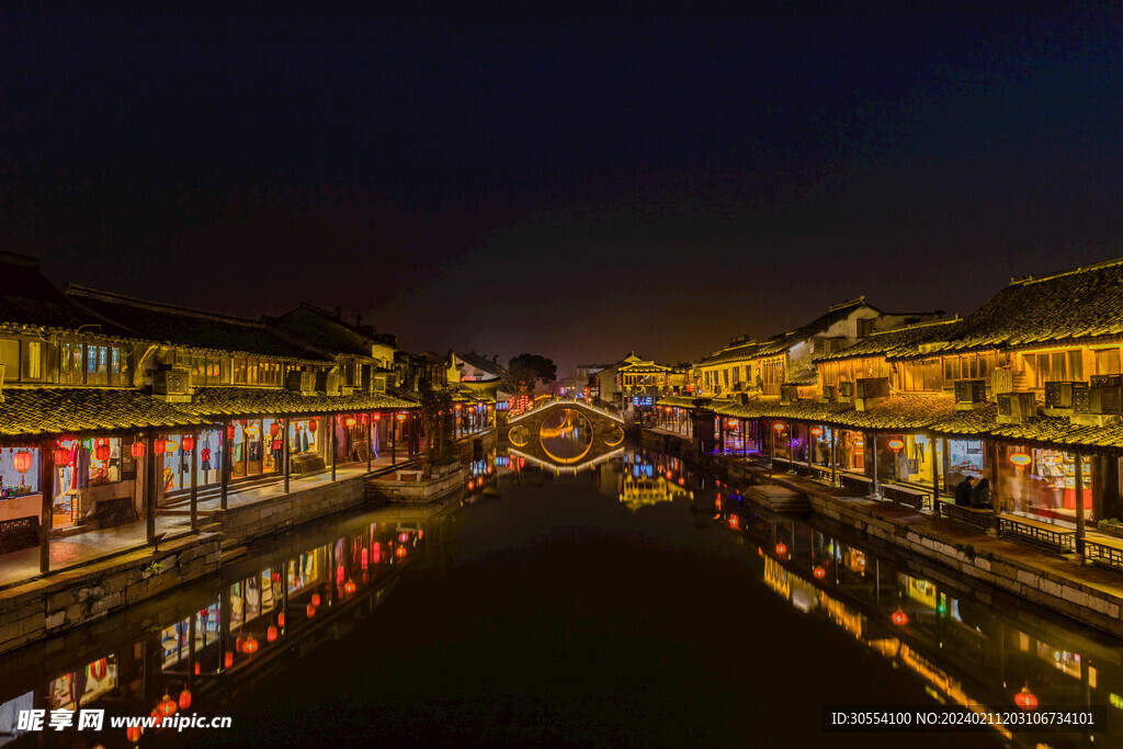 江南水乡夜景图片