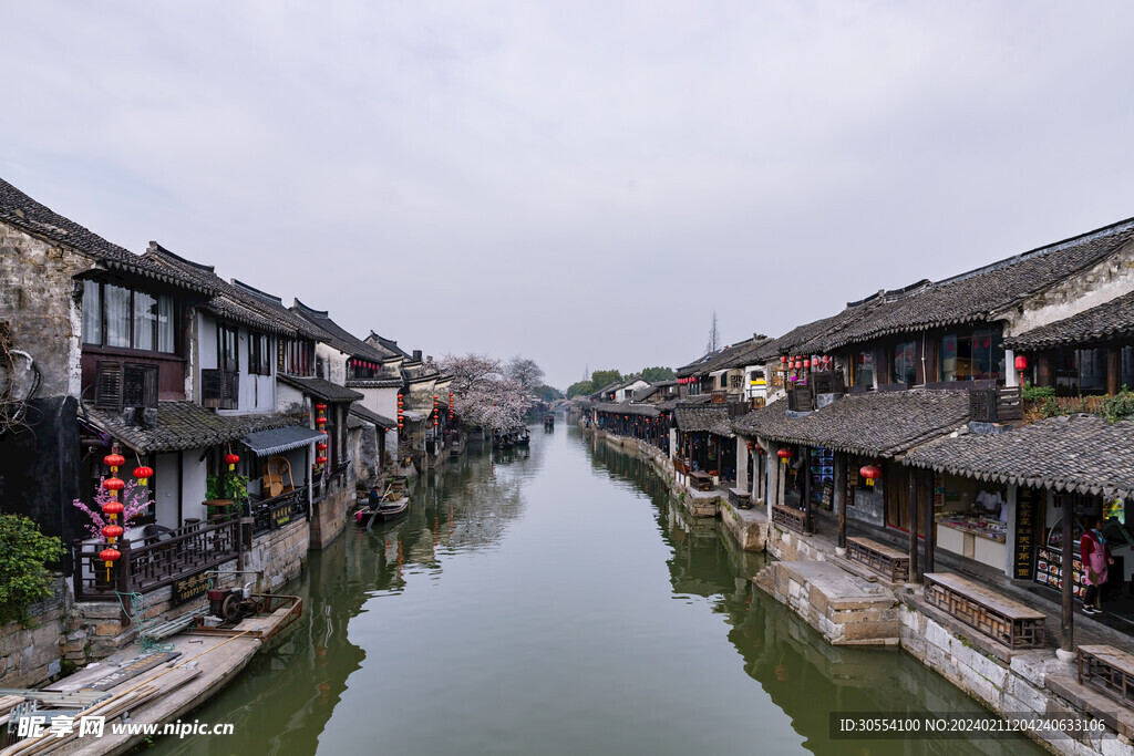 建筑 江南水乡 游船图片