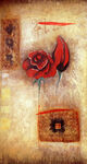 红色花卉唯美油画装饰画