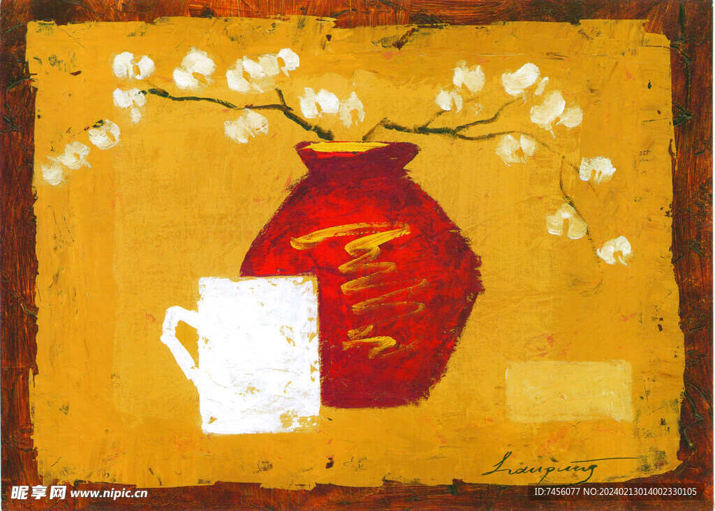 油画花卉花瓶油画装饰画