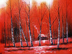 水彩树林风景画油画