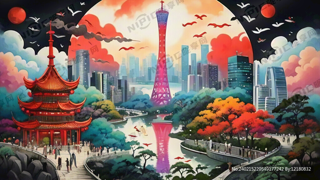 设计名信片 龙盘广州塔