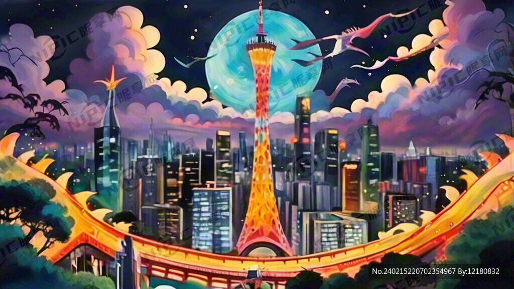 设计名信片 龙盘广州塔