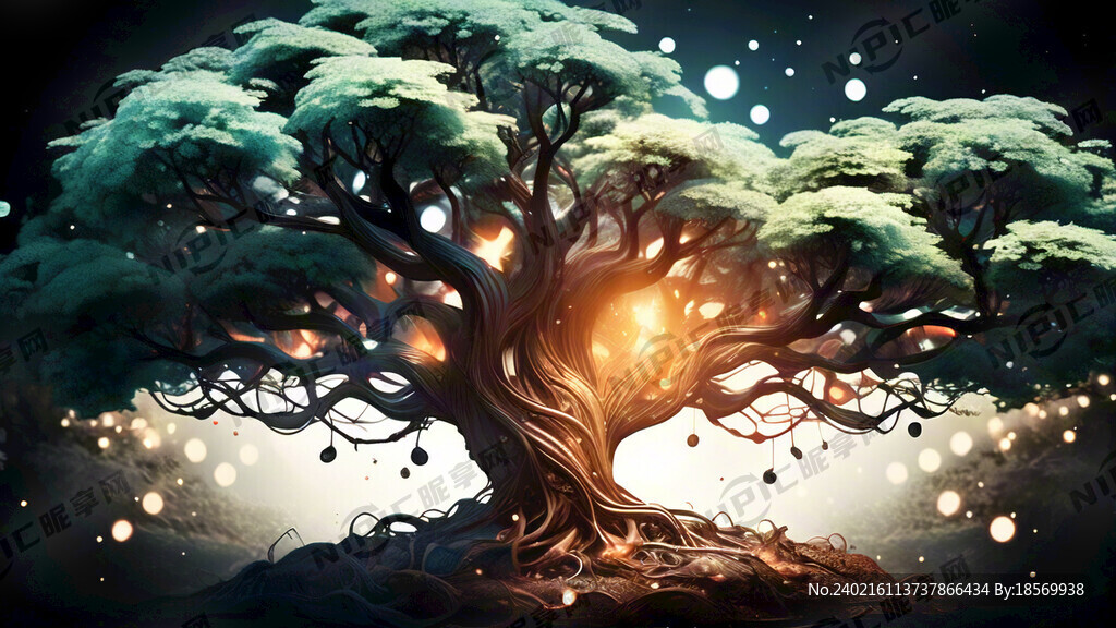 梦幻 光影 树 抽象 深色