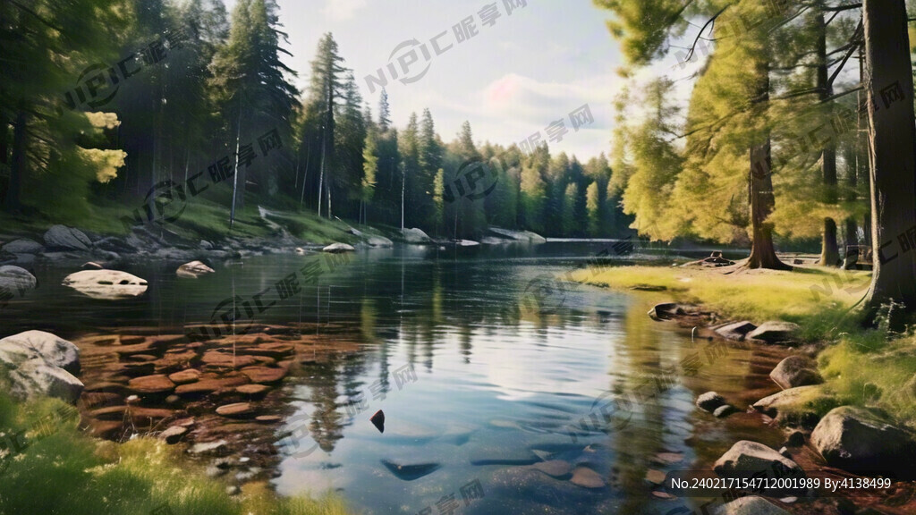 森林边一个湖泊