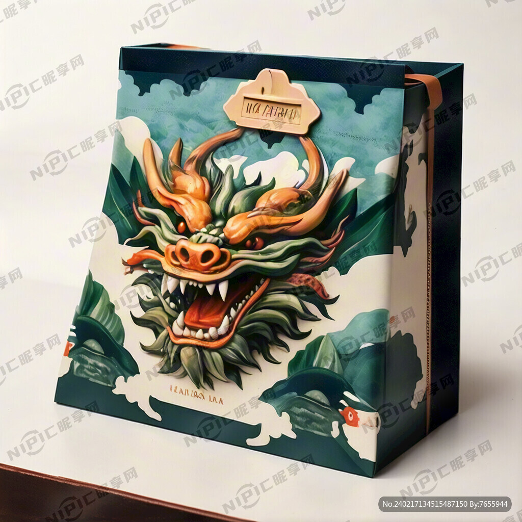 一款粽子包装盒 要有龙元素