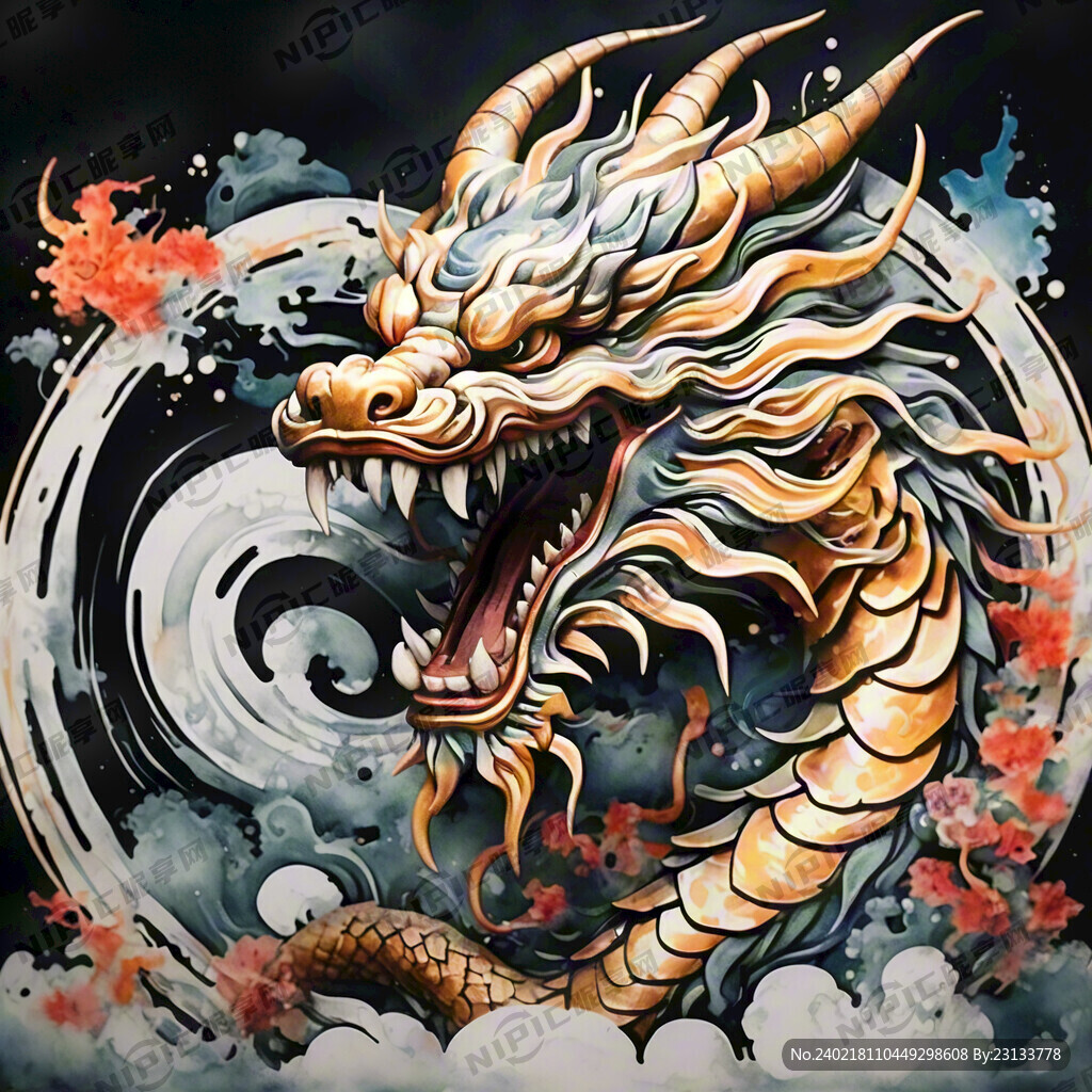 中国龙 金色 飞龙在天