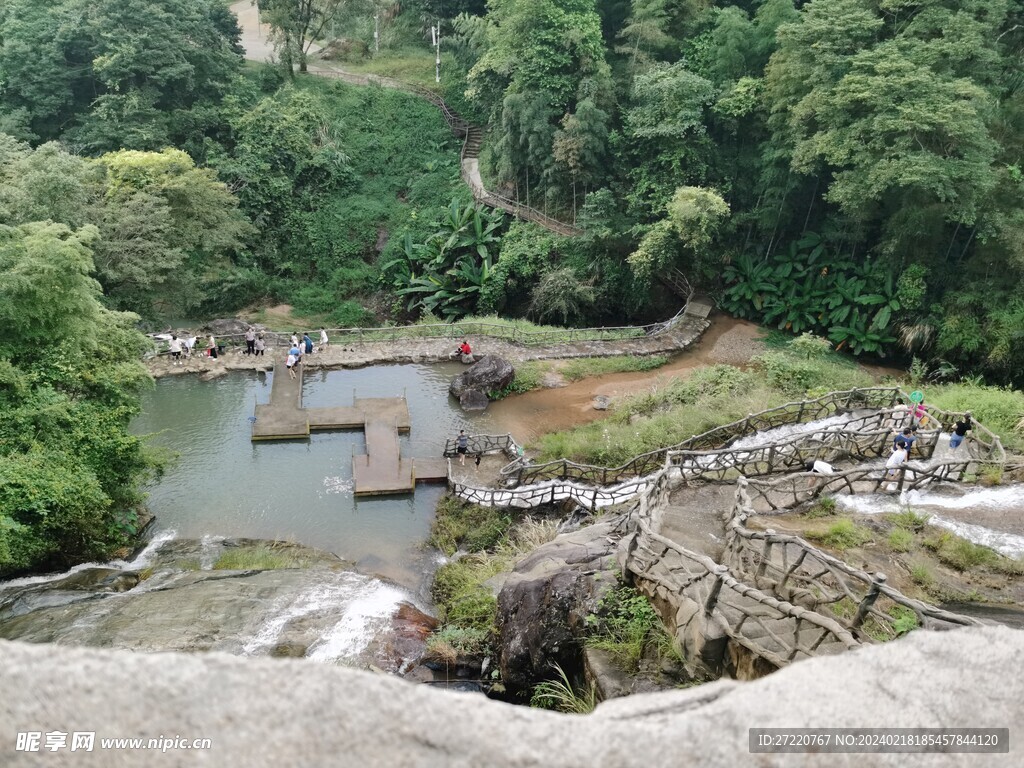 竹海景色  瀑布 水潭