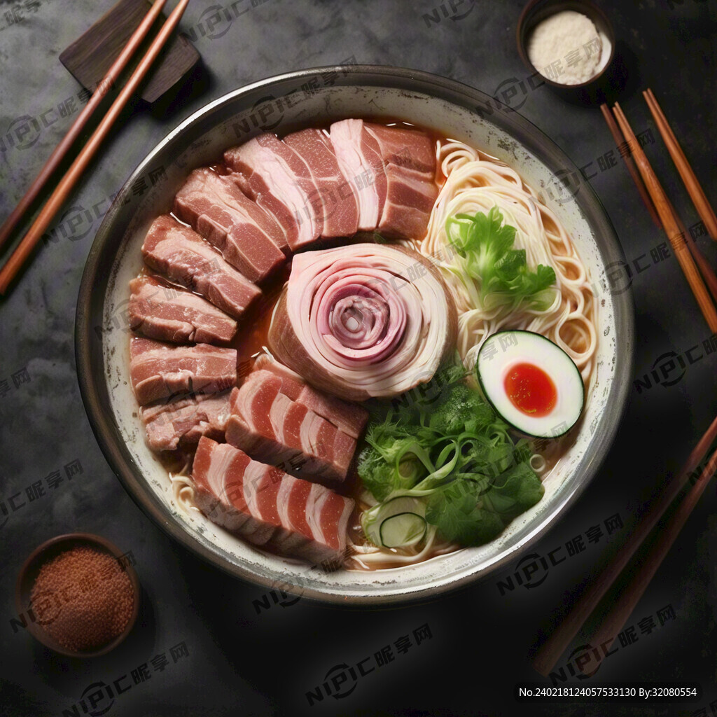 超级拟真的五花肉面 俯视图