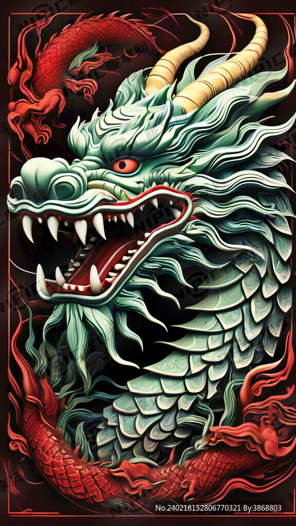开工 龙图 红底